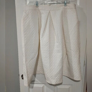 NWOT Eloquii White/Cream Textured Semi Pleated Midi Skirt in Size 22